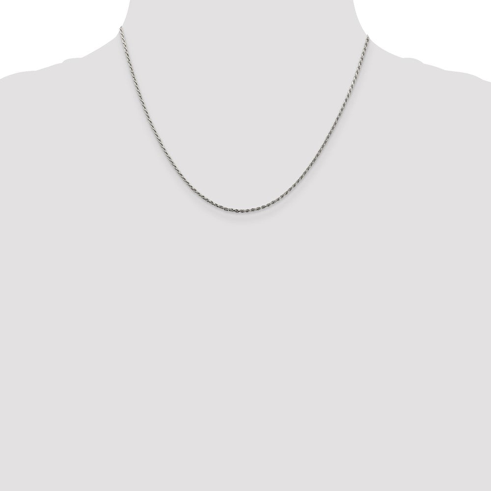 Sterling Silver 1.5mm Diamond-cut Rope Chain w/2in ext.