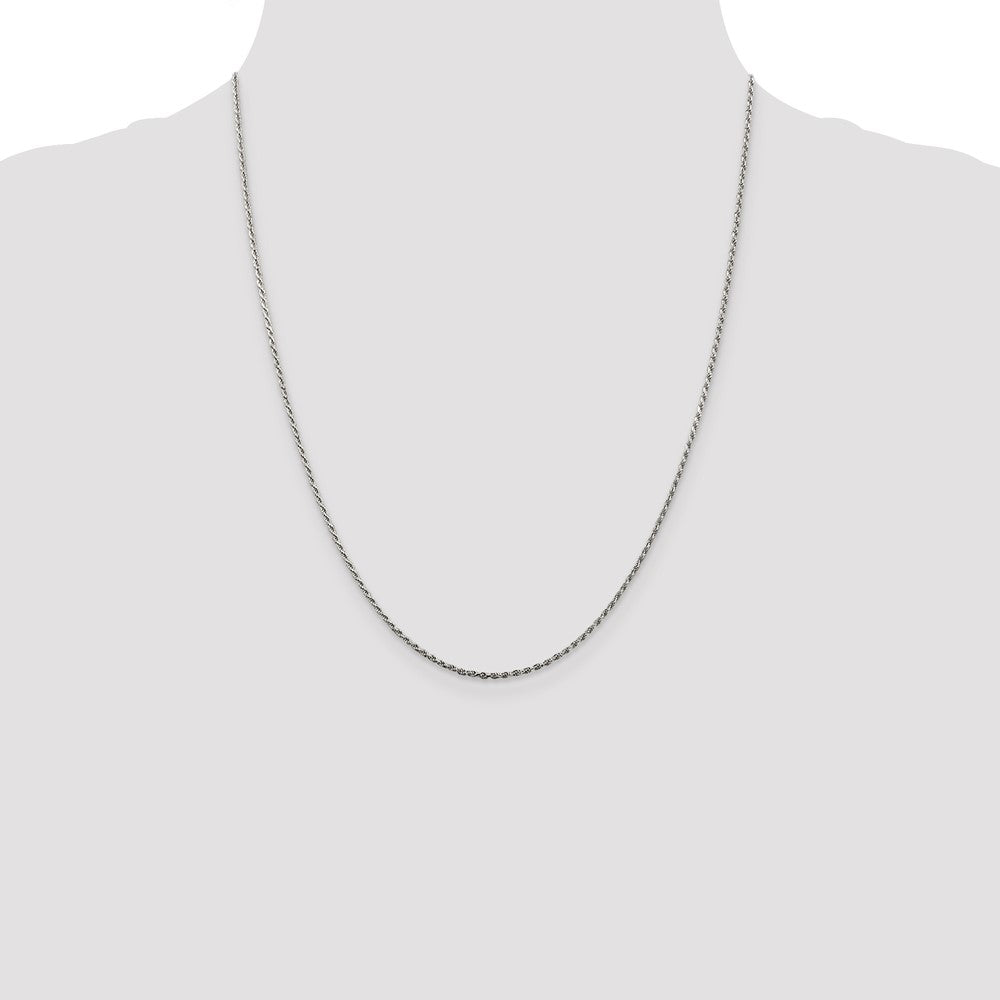 Sterling Silver 1.5mm Diamond-cut Rope Chain w/4in ext.