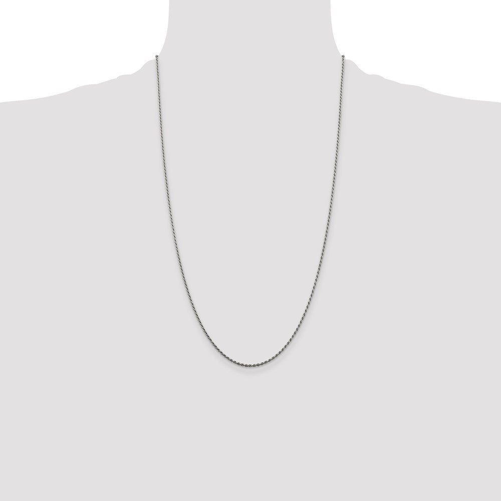 Sterling Silver Rhodium-plated 1.5mm Diamond-cut Rope Chain