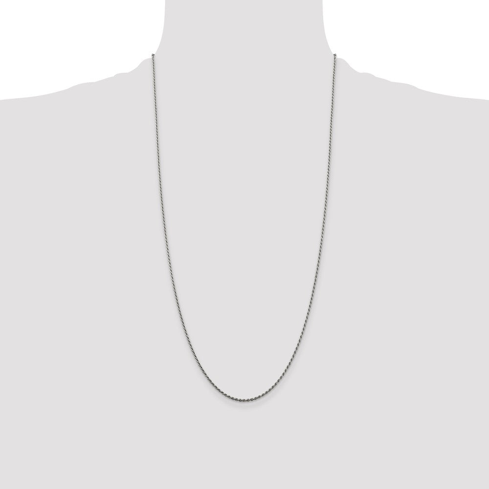 Sterling Silver Rhodium-plated 1.5mm Diamond-cut Rope Chain