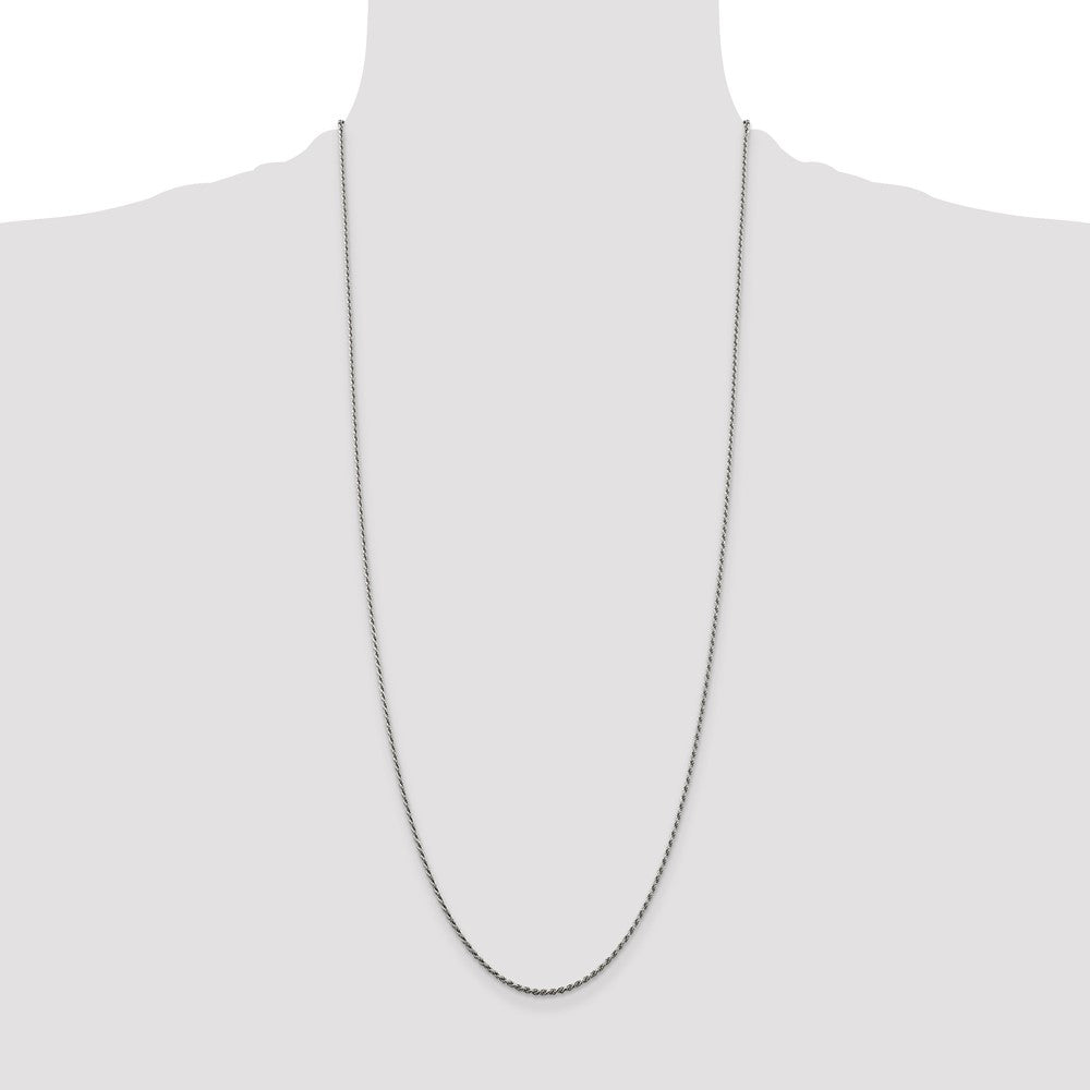 Sterling Silver Rhodium-plated 1.5mm Diamond-cut Rope Chain