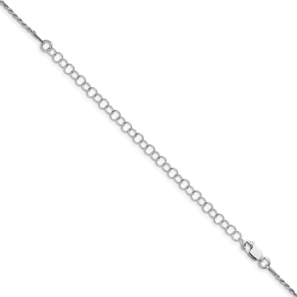 Sterling Silver Rhodium-plated 1.5mm Diamond-cut Rope Chain w/4in ext.