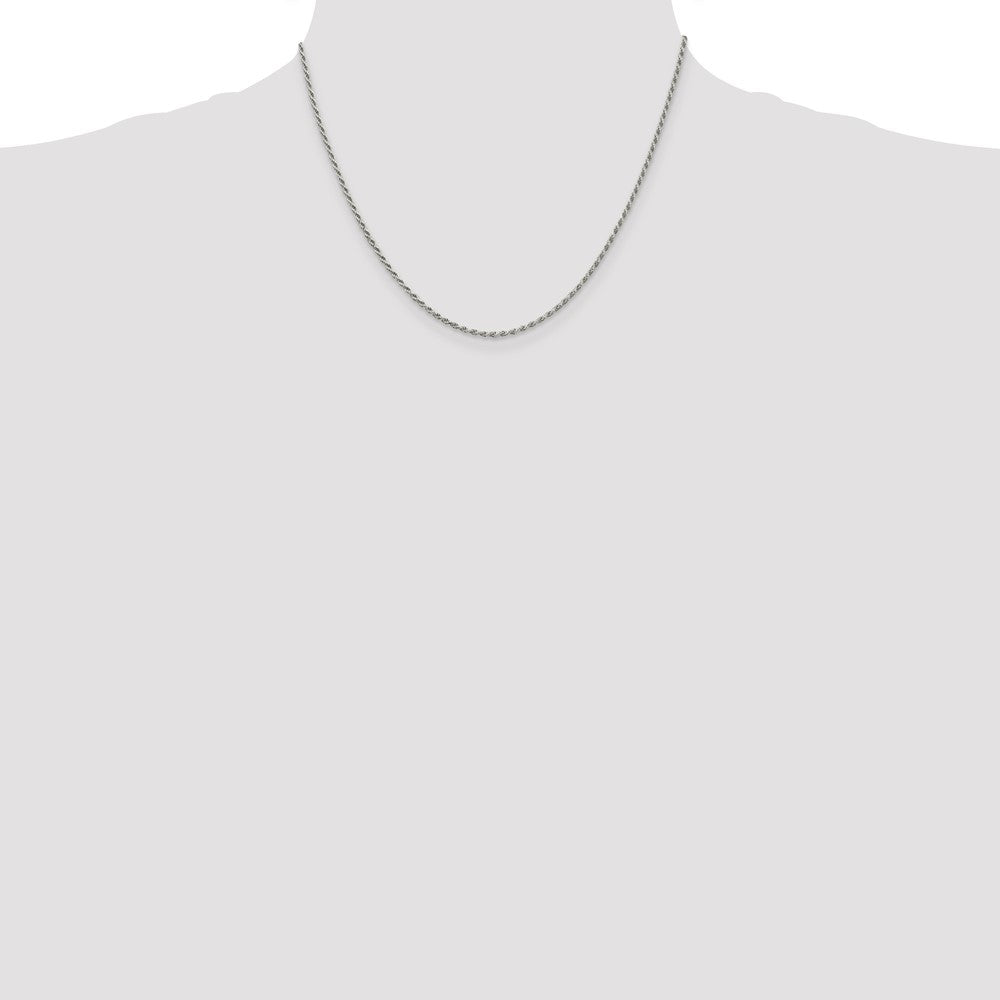 Sterling Silver 1.7mm Diamond-cut Rope Chain w/2in ext.