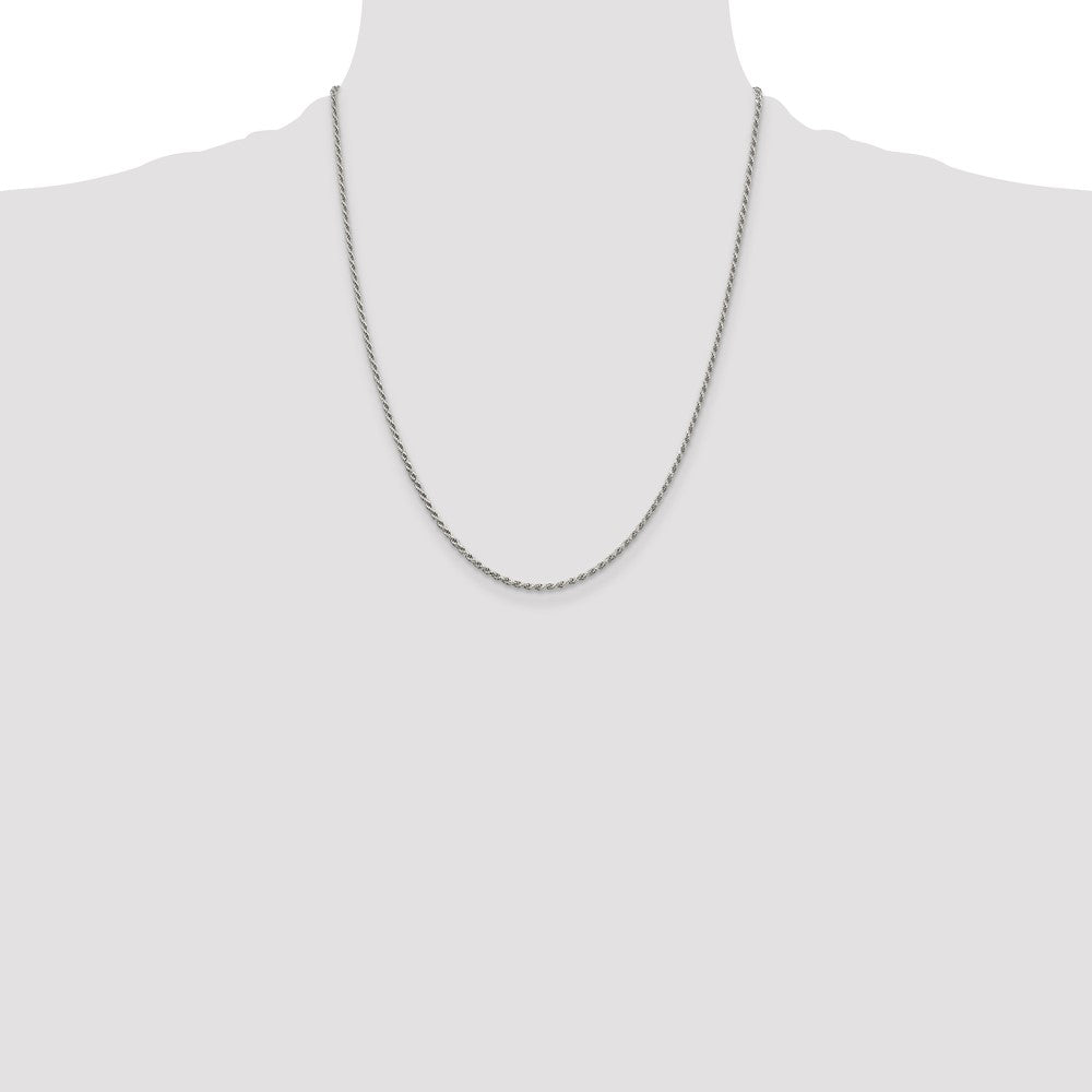 Sterling Silver Rhodium-plated 1.7mm Diamond-cut Rope Chain