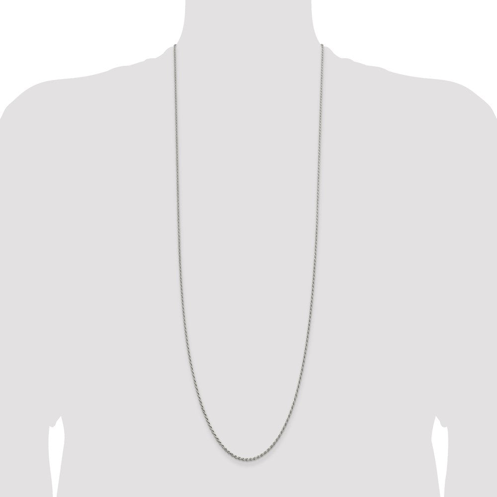 Sterling Silver Rhodium-plated 1.7mm Diamond-cut Rope Chain
