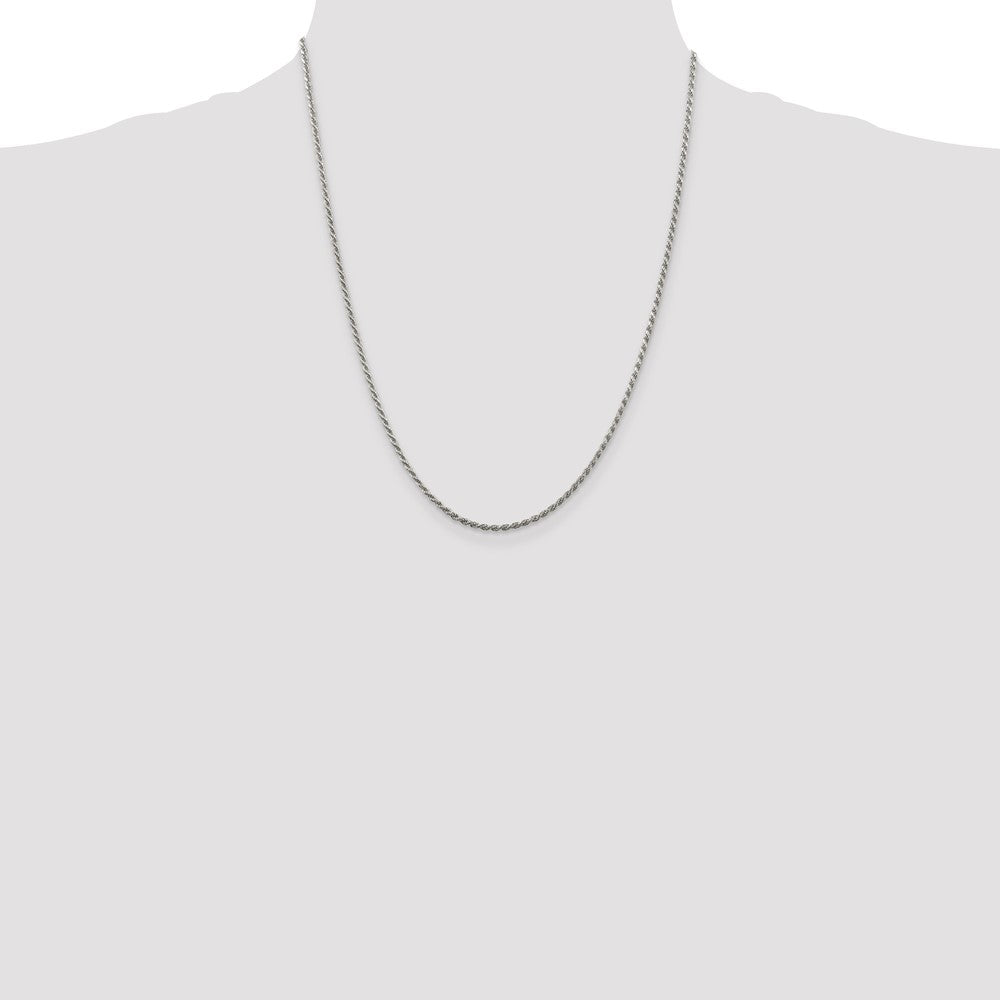 Sterling Silver 1.85mm Diamond-cut Rope Chain w/4in ext.