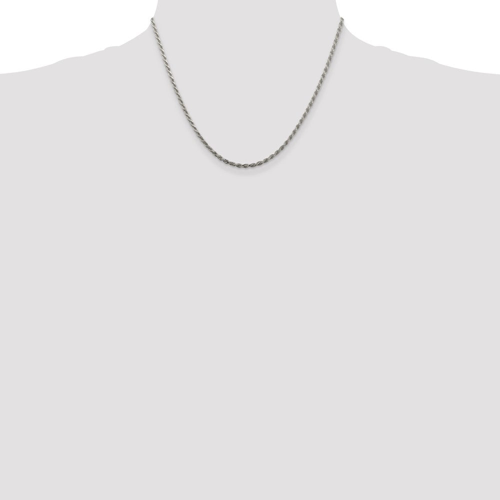 Sterling Silver 2.25mm Diamond-cut Rope Chain w/2in ext.