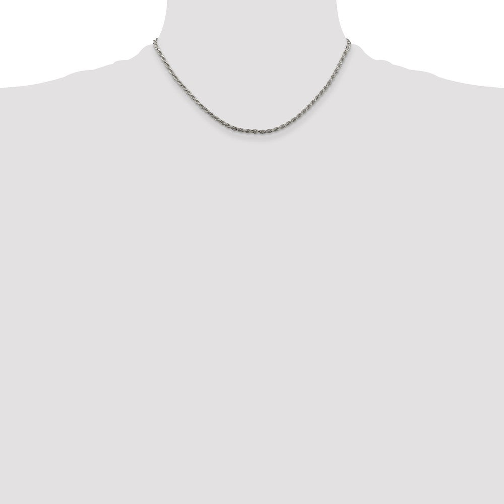 Sterling Silver Rhodium-plated 2.25mm Diamond-cut Rope Chain
