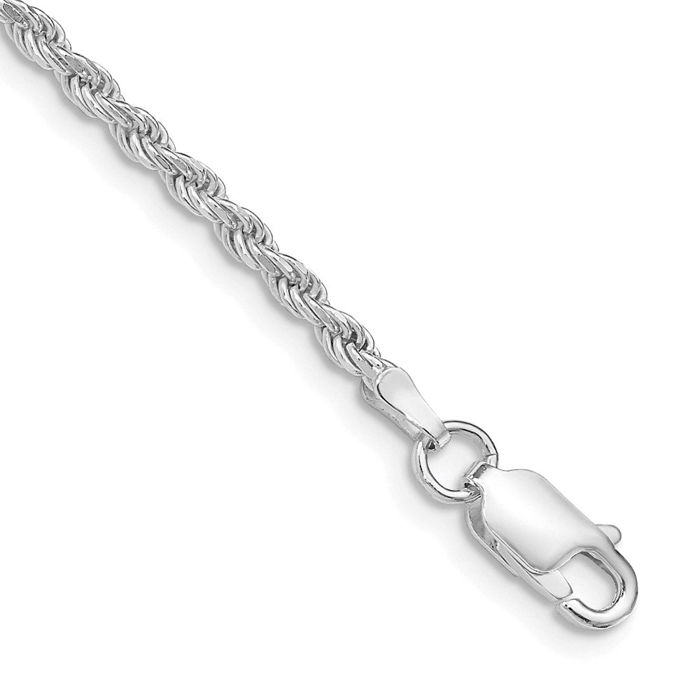 Sterling Silver Rhodium-plated 2.25mm Diamond-cut Rope Chain