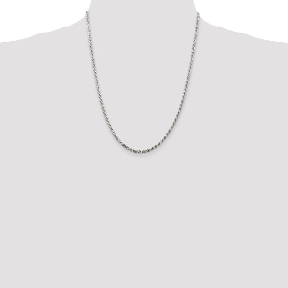 Sterling Silver 2.75mm Diamond-cut Rope Chain w/4in ext.