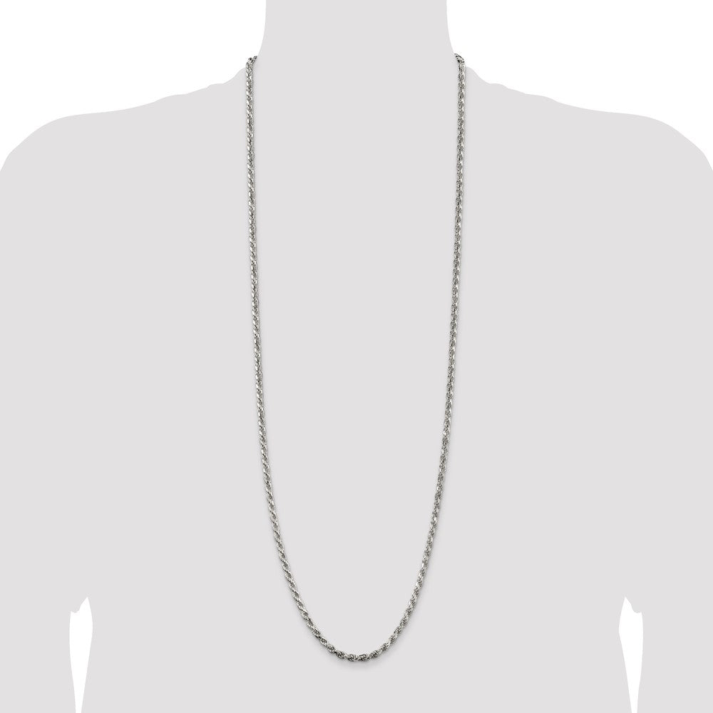 Sterling Silver 3.5mm Diamond-cut Rope Chain