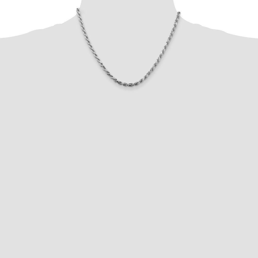 Sterling Silver Rhodium-plated 3.5mm Diamond-cut Rope Chain