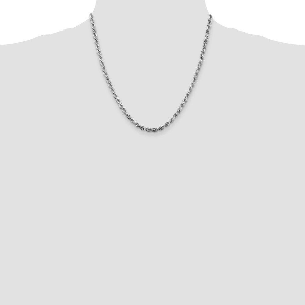 Sterling Silver Rhodium-plated 3.5mm Diamond-cut Rope Chain