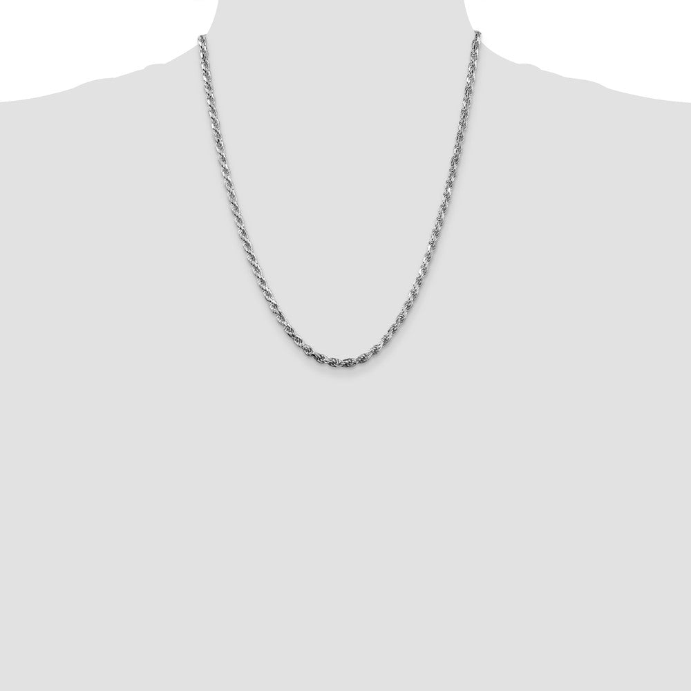Sterling Silver Rhodium-plated 3.5mm Diamond-cut Rope Chain