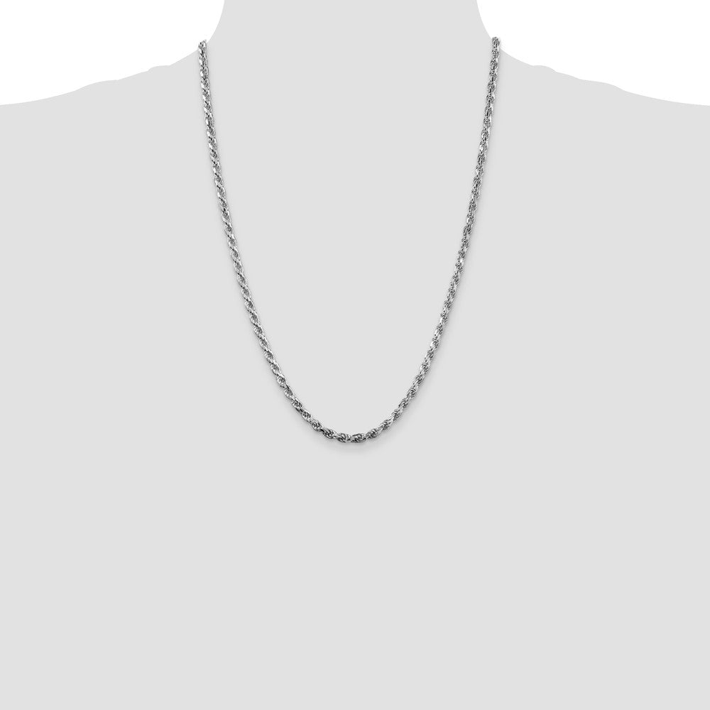 Sterling Silver Rhodium-plated 3.5mm Diamond-cut Rope Chain