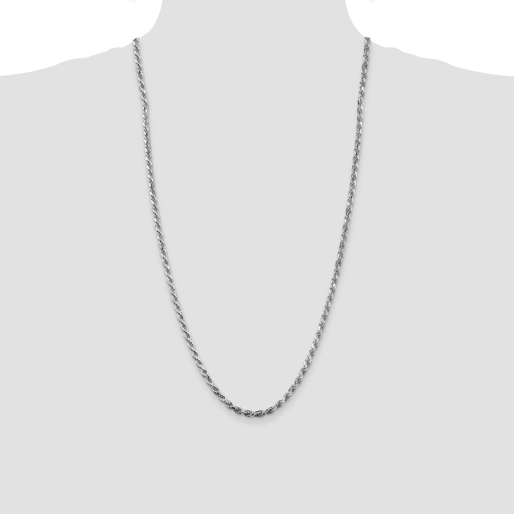 Sterling Silver Rhodium-plated 3.5mm Diamond-cut Rope Chain
