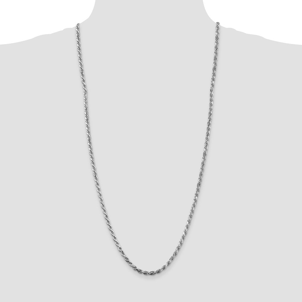 Sterling Silver Rhodium-plated 3.5mm Diamond-cut Rope Chain