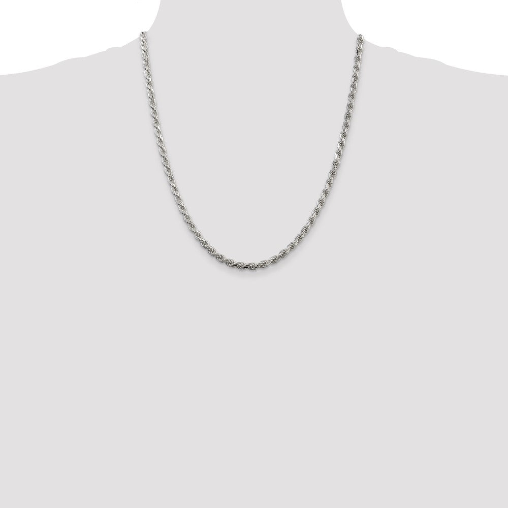 Sterling Silver 4.25mm Diamond-cut Rope Chain