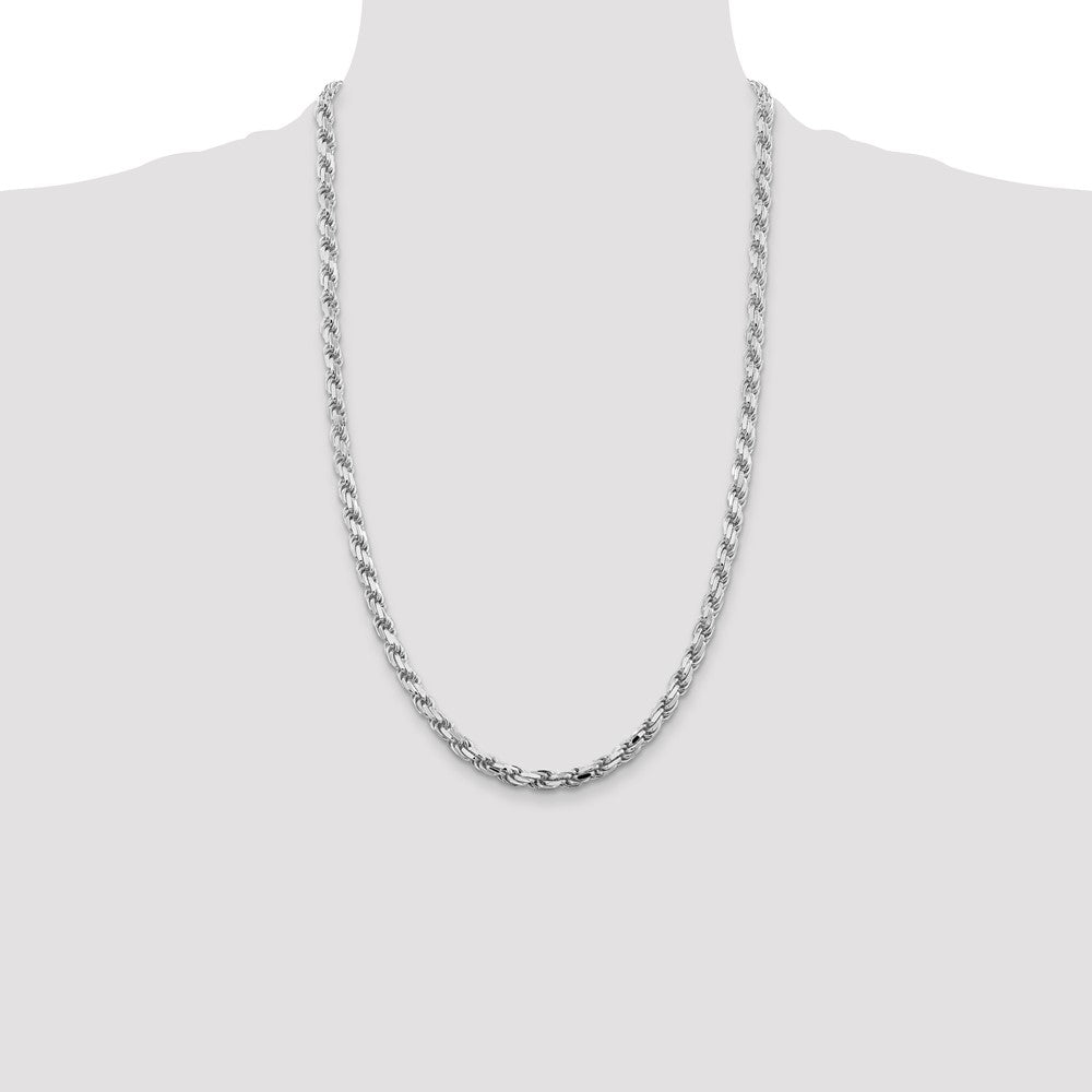 Sterling Silver Rhodium-plated 5.75mm Diamond-cut Rope Chain