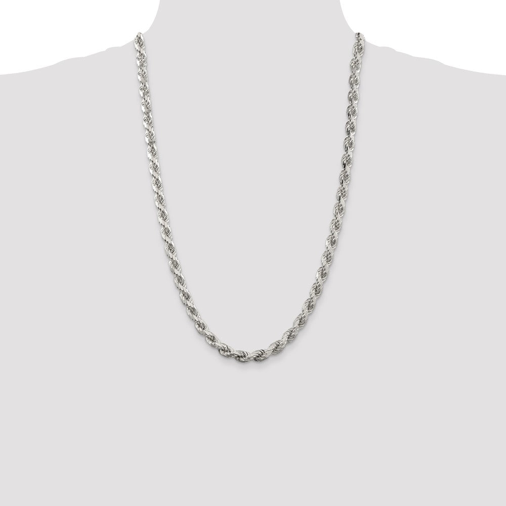 Sterling Silver 6.5mm Diamond-cut Rope Chain