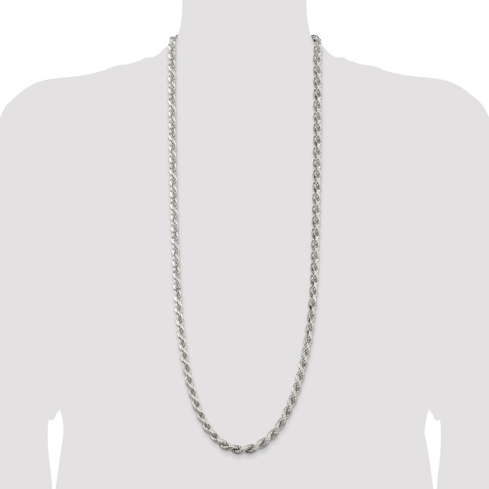 Sterling Silver 6.5mm Diamond-cut Rope Chain