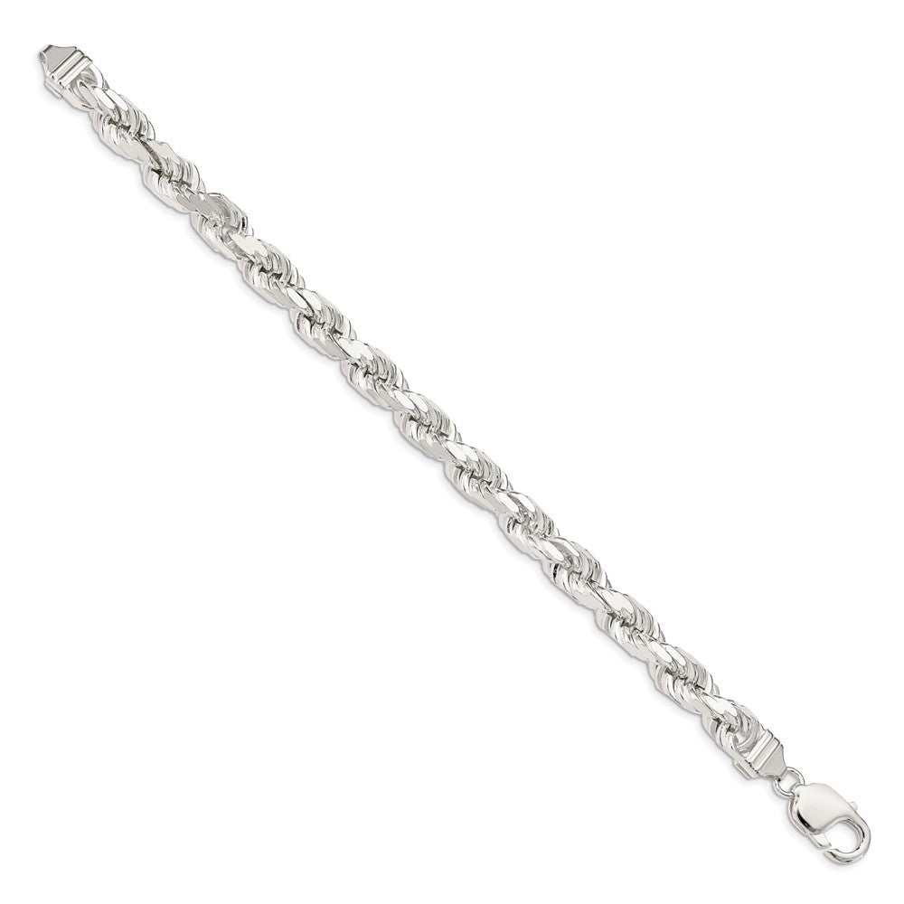 Sterling Silver 8mm Diamond-cut Rope Chain