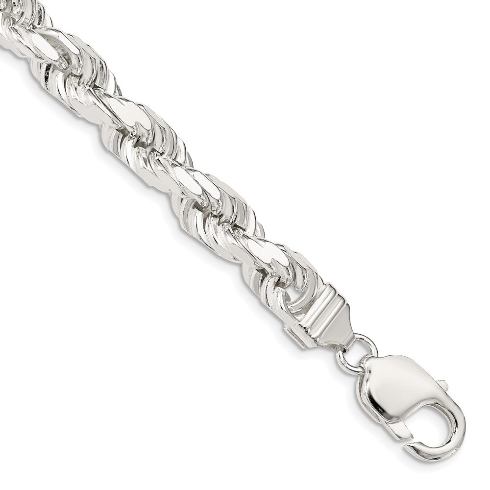 Sterling Silver 8mm Diamond-cut Rope Chain
