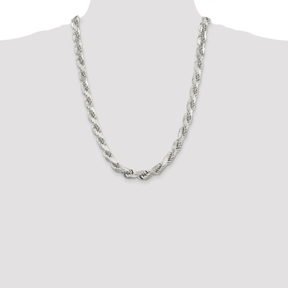 Sterling Silver 9.5mm Diamond-cut Rope Chain