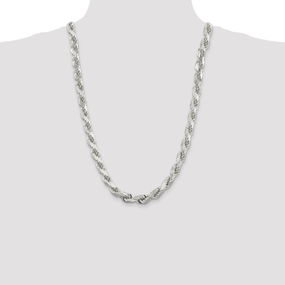 Sterling Silver 9.5mm Diamond-cut Rope Chain