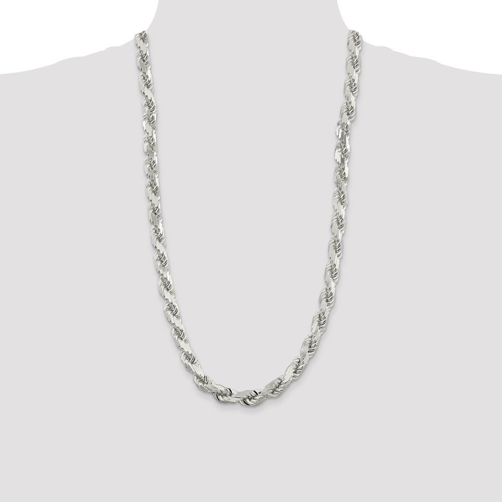 Sterling Silver 9.5mm Diamond-cut Rope Chain