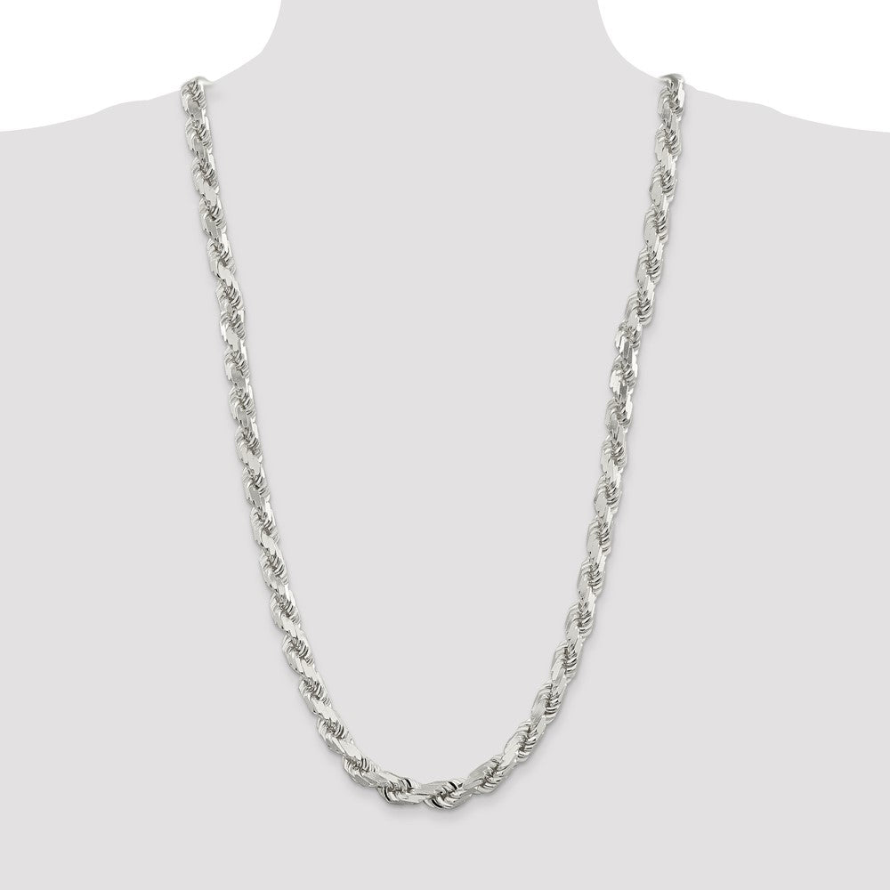 Sterling Silver 9.5mm Diamond-cut Rope Chain