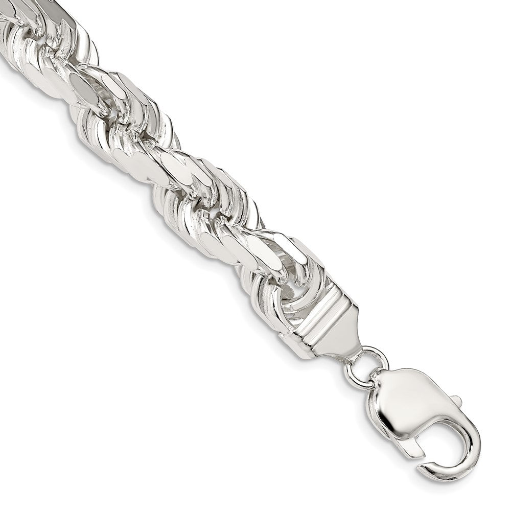 Sterling Silver 9.5mm Diamond-cut Rope Chain