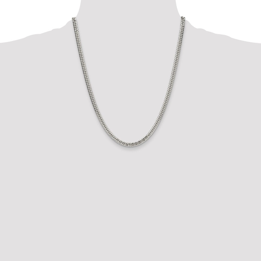 Sterling Silver Polished 4.8mm Double Diamond-cut Curb Chain