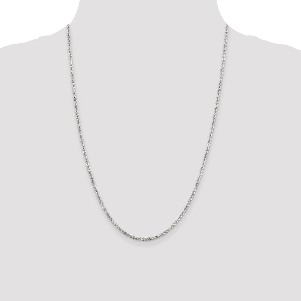 Sterling Silver Rhodium-plated 2.3mm Solid Rope Chain