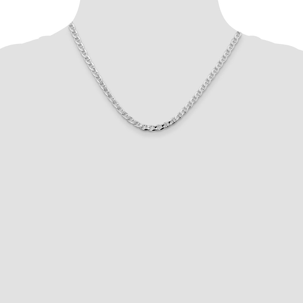 Sterling Silver Rhodium-plated 4.65mm Flat Cuban Anchor Chain