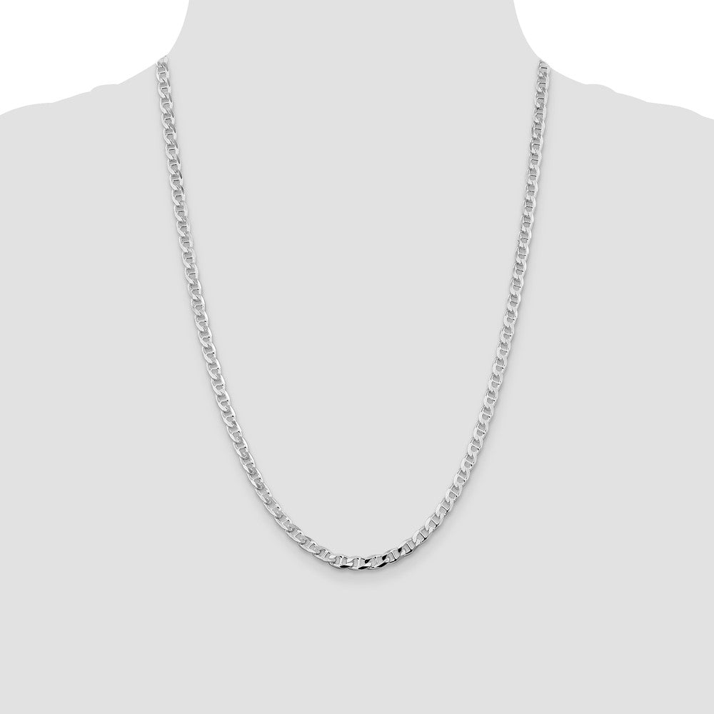 Sterling Silver Rhodium-plated 4.65mm Flat Cuban Anchor Chain