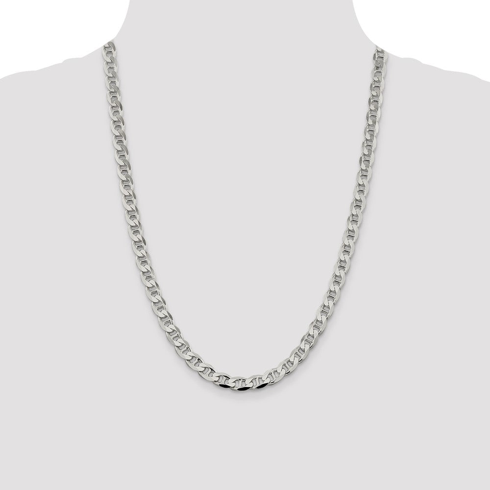 Sterling Silver 7.4mm Flat Cuban Anchor Chain