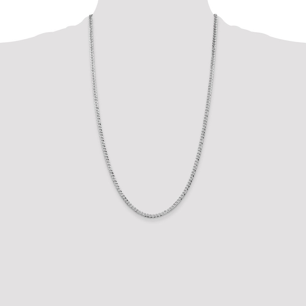 Sterling Silver Rhodium-plated 3.2mm Beveled Curb Chain