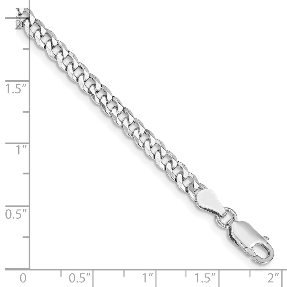 Sterling Silver Rhodium-plated 4mm Beveled Curb Chain