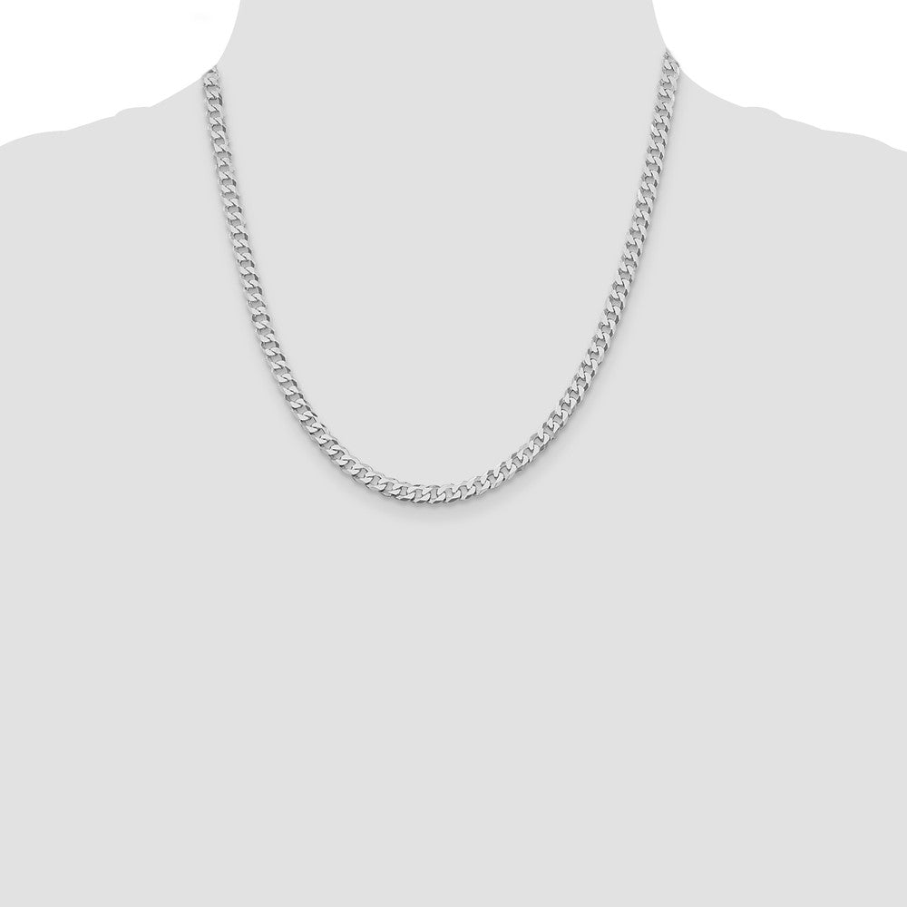 Sterling Silver Rhodium-plated 5mm Beveled Curb Chain