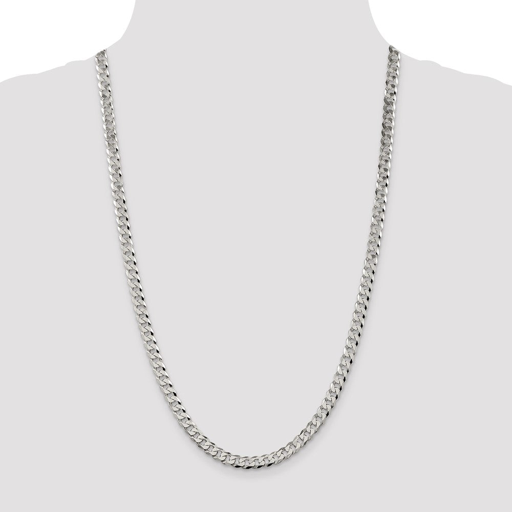 Sterling Silver 6mm Beveled Curb Chain