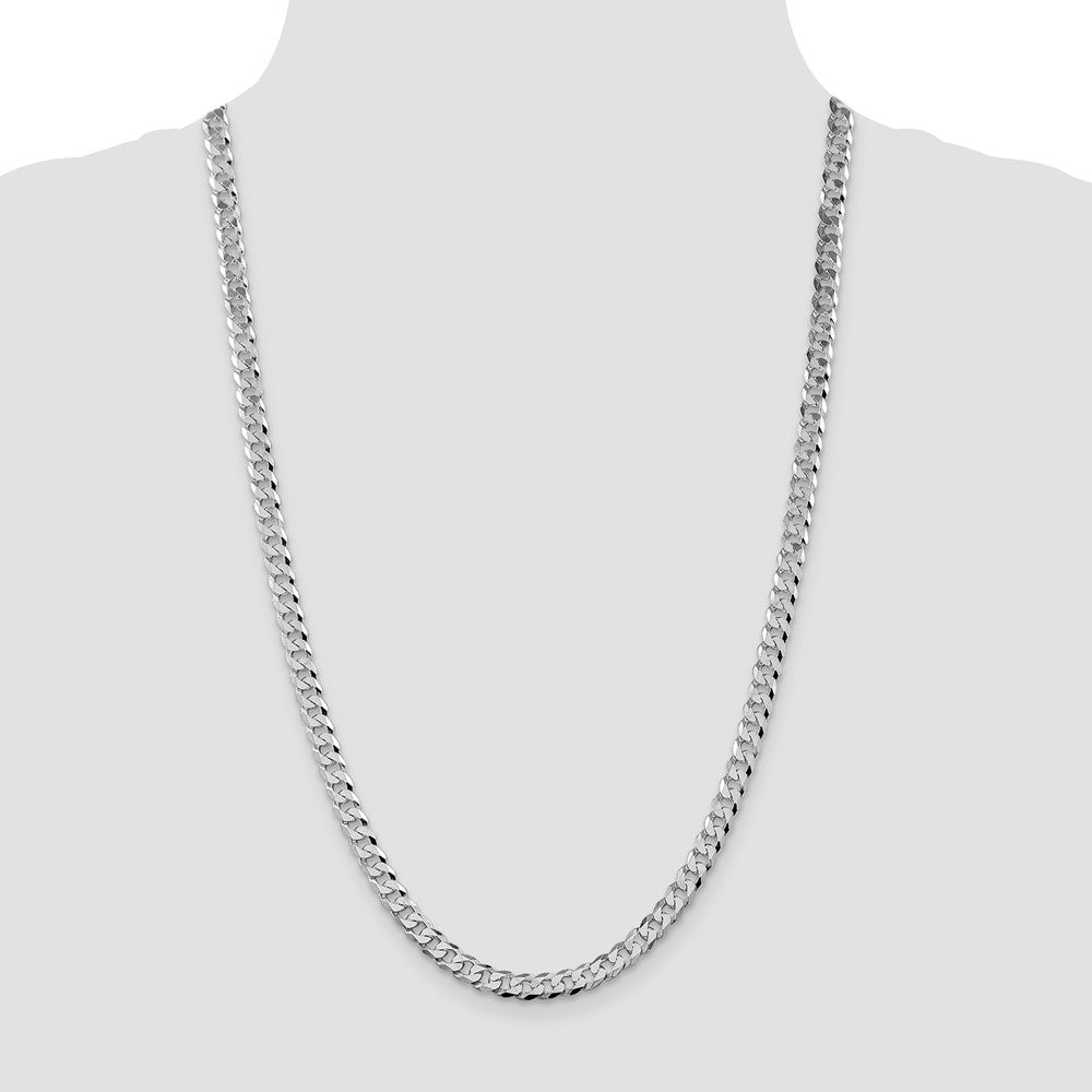 Sterling Silver Rhodium-plated 6mm Beveled Curb Chain