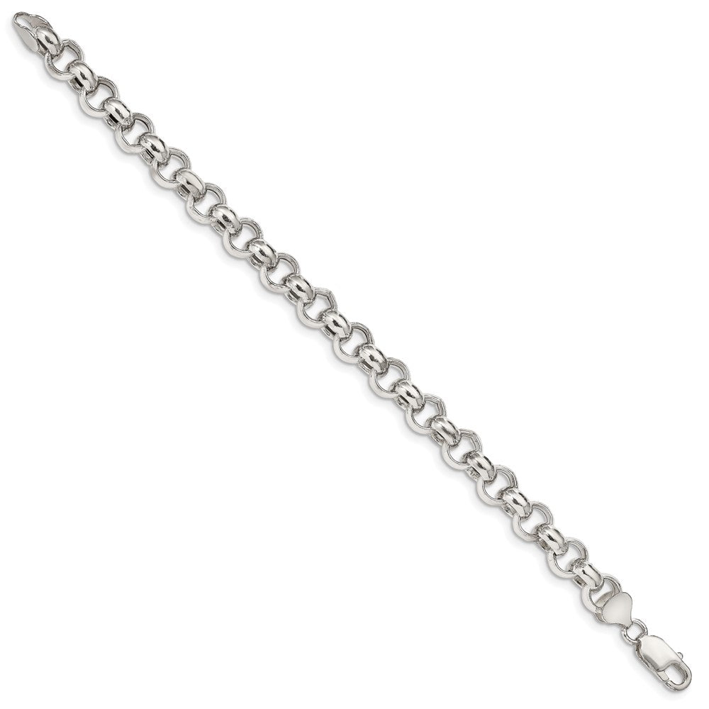 Sterling Silver 9.5mm Semi-solid Rolo Chain