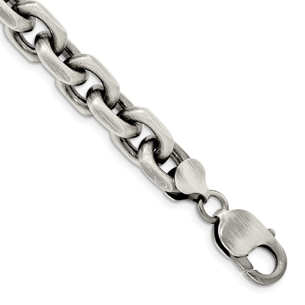 Sterling Silver Antiqued 8.6mm D/C Elongated Open Link Chain