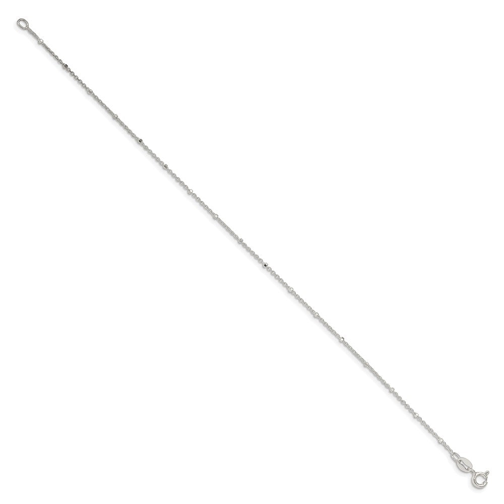 Sterling Silver 1.25mm Rolo with Beads Chain Anklet
