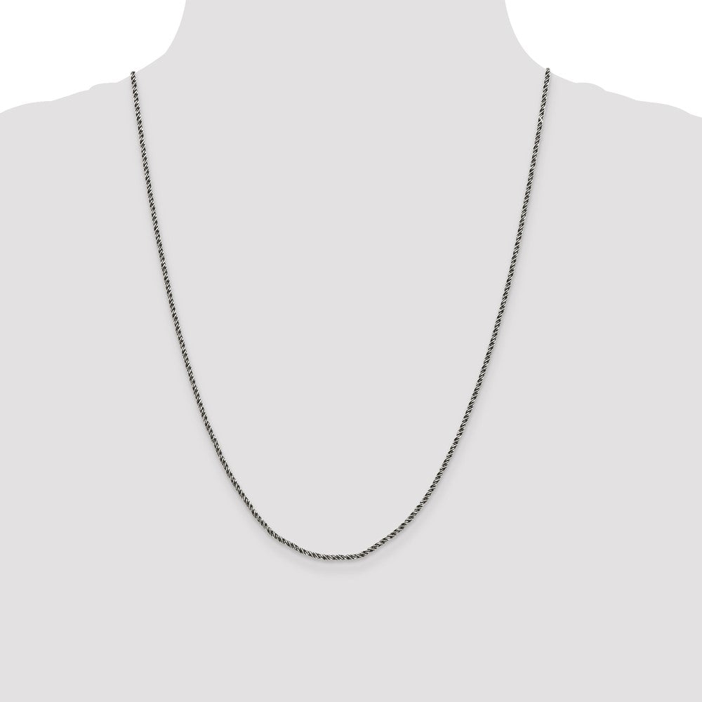 Sterling Silver Ruthenium-plated 1.7mm Twisted Tight Wheat Chain