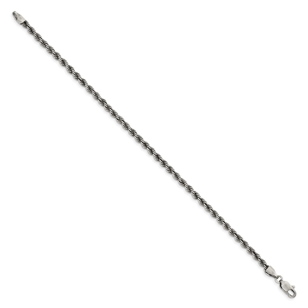 Sterling Silver Ruthenium-plated 3mm Rope Chain
