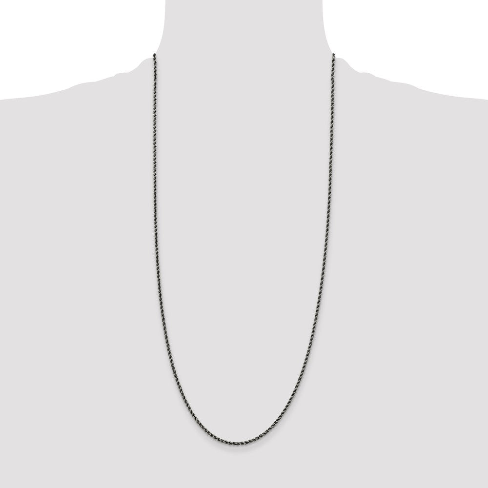 Sterling Silver Ruthenium-plated 2.3mm Rope Chain