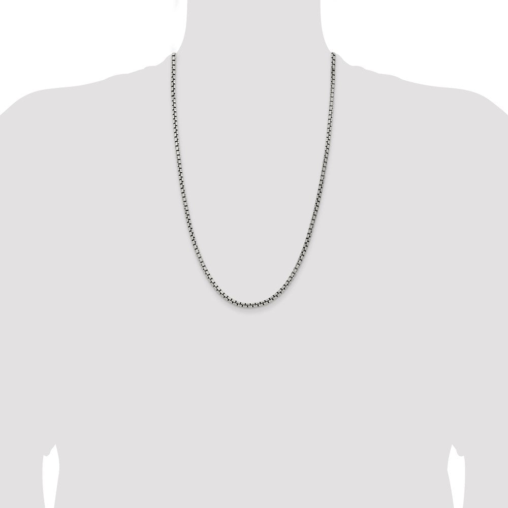Sterling Silver Antiqued 3.6mm Round Box Chain