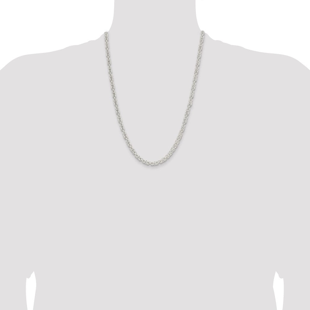 Sterling Silver 4.75mm Rounded Byzantine Chain